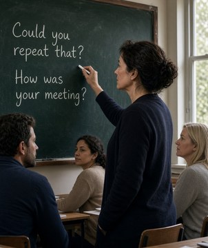 Teacher at the Talk Bench chalkboard