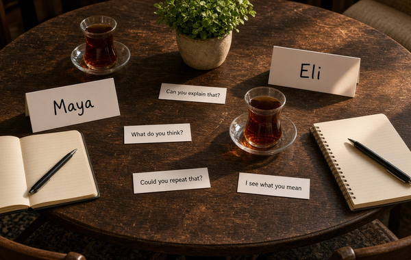Work-English conversation cards on the table